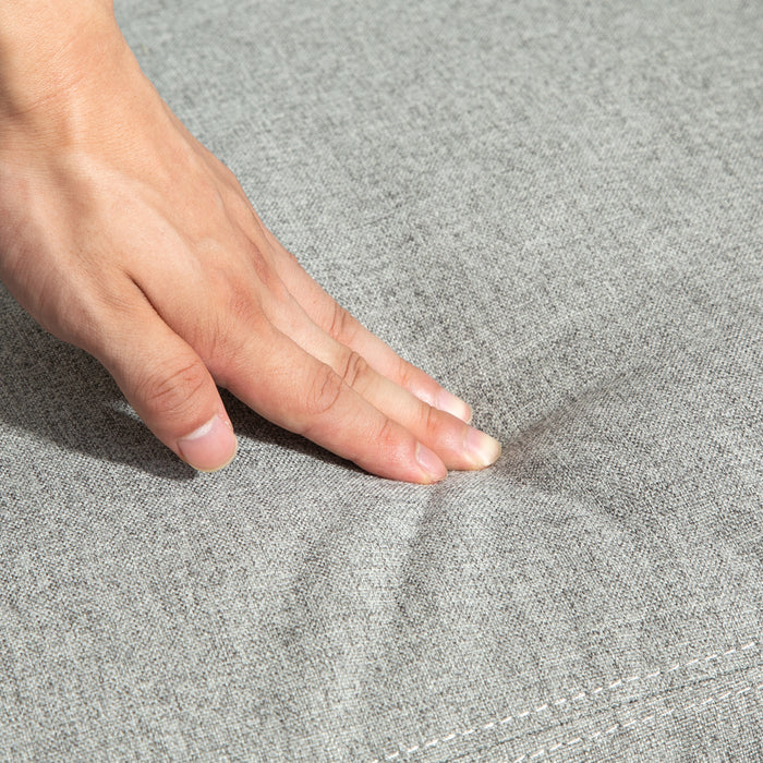 HOMCOM Push Back Recliner Armchair, Linen Fabric Manual Reclining Chair with Adjustable Footrest and Padded Seat for Living Room, Bedroom, Light Grey