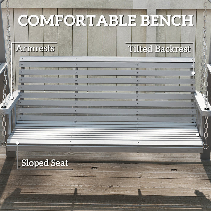 Outsunny Three-Seater Wooden Swing Bench, Dark Grey