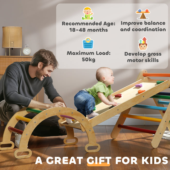 AIYAPLAY 5 in 1 Toddler Climbing Frame with Ramp, Arch, for 18-48 Months, Multicolour