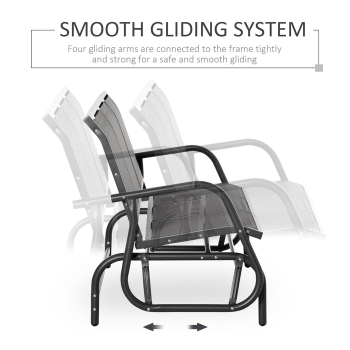 Outsunny 3-Seat Glider Rocking Chair for 3 People Garden Bench Patio Furniture Metal Frame, Grey