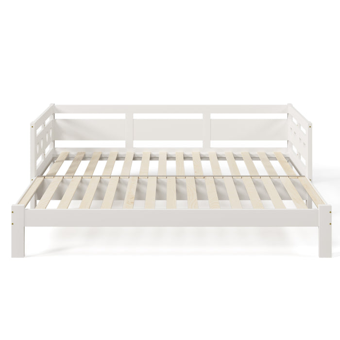 Wooden Daybed with Trundle - 3FT Single Sofa Guest Bed for Living Room & Bedroom, White - Space-Saving Sleeper Solution for Guests