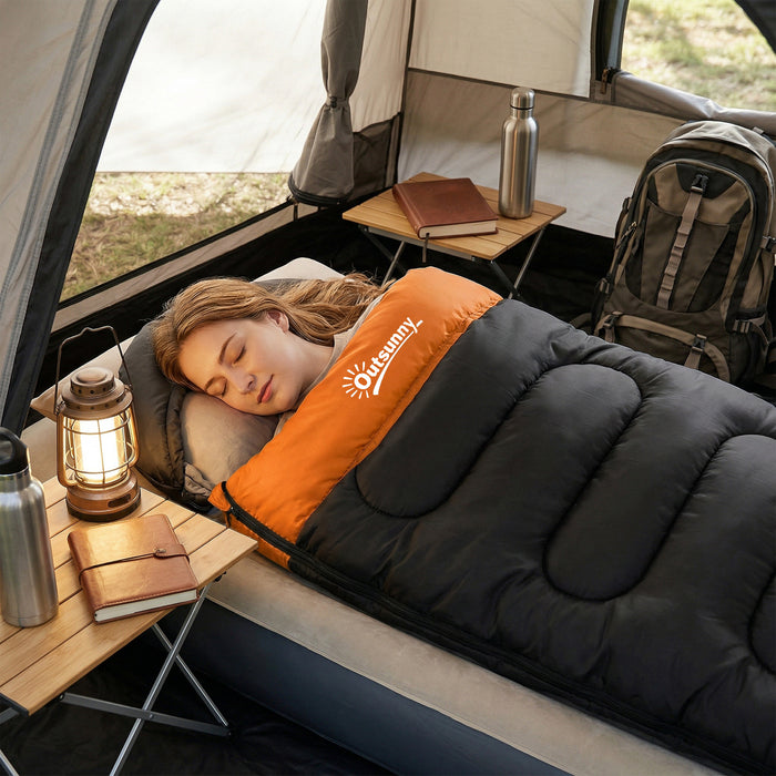 Outsunny Sleeping Bag for Adults, Lightweight & Compact Sleeping Bag, 3 Seasons, Grey
