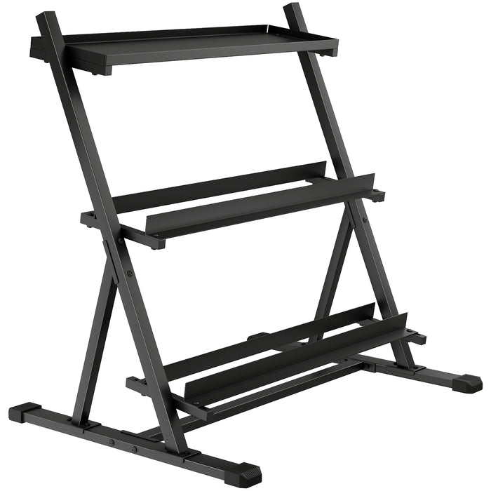 SPORTNOW 3-Tier Adjustable Dumbbell Rack, Heavy-Duty Weight Rack for Dumbbells, Kettlebells and Multiple Balls, Space-Saving Weight Storage Stand for Home Gym, 200 KG Capacity