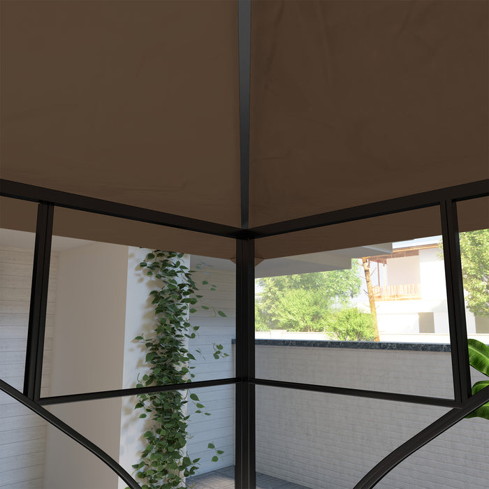 Outsunny 3x3(m) Replacement Gazebo Canopy, Double Tier Roof Top for Garden, Patio, Outdoor, Khaki (TOP ONLY)