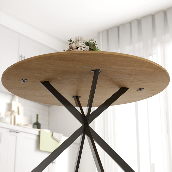 HOMCOM Dining Table for 4, 120 cm Industrial Kitchen Table with Wood Effect Tabletop and Steel Legs, Oak