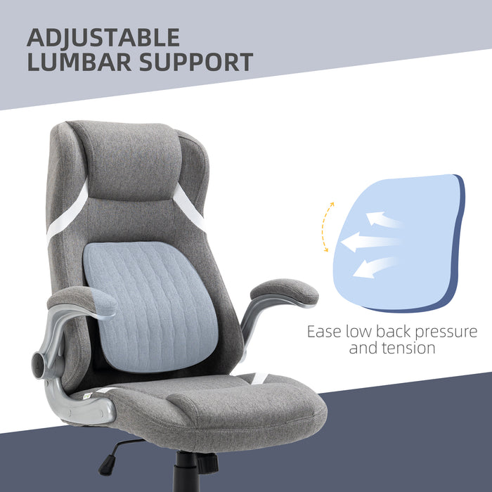 Linen-Style Ergonomic Chair with Height & Tension Adjustability - Sleek Grey Office Seating - Ideal for Comfortable and Productive Workstations