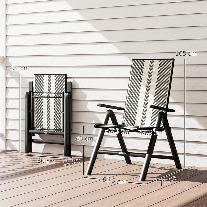 Outsunny Rattan Reclining Garden Chairs - Black