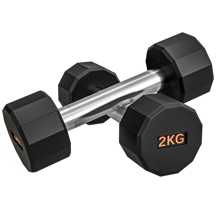 12-Sided Anti-Roll Dumbbells 2kg Pair - Non-Slip Grip Fitness Weights Set for Strength Training - Ideal for Men & Women Home Gym Exercises