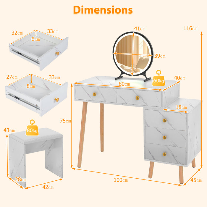 Vanity Desk Makeup Vanity Set with Removable Mirror-