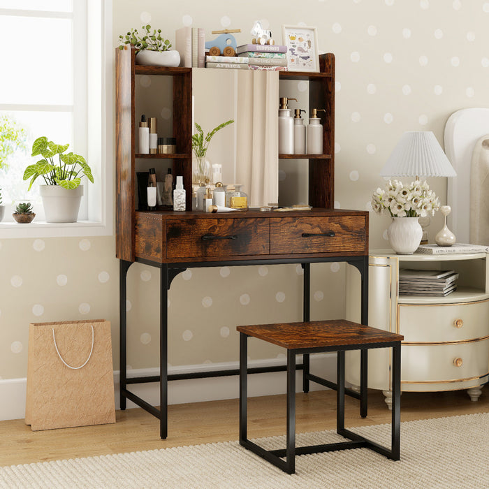 Vanity Desk with Mirror and Stool Wide Makeup Dressing Table-
