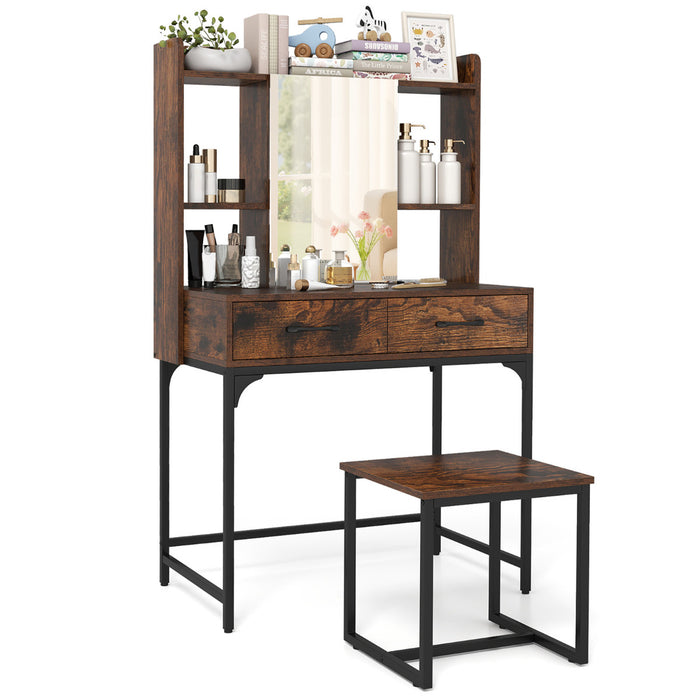 Vanity Desk with Mirror and Stool Wide Makeup Dressing Table-
