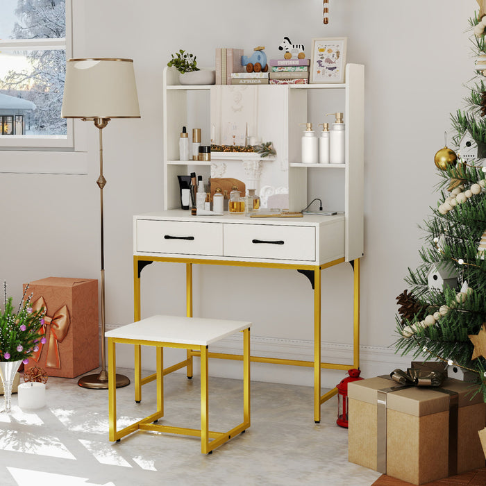 Vanity Desk with Mirror and Stool Wide Makeup Dressing Table-