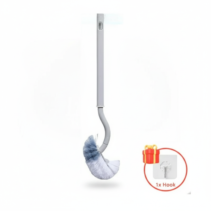 S‑Shaped Wall‑Mounted Toilet Brush, Long Handle, Soft PP Bristles, 39×11cm