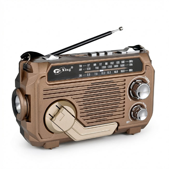 Hand-Crank Emergency Radio & Power Bank — USB, Solar, Bluetooth, DAB
