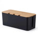 Large Cable Management Box – Wooden‑Style Cord Organizer for Power Strips, TV, Computer & USB Hub