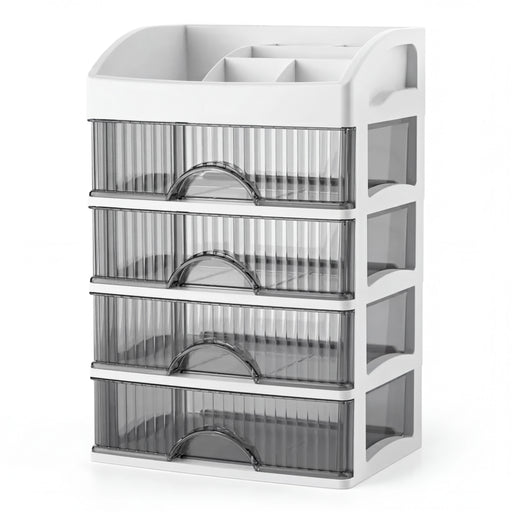 PP 5-Layer Drawer Makeup Storage Box – Multi-layer Cosmetic Organiser (White / Pink)