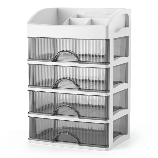 PP 5-Layer Drawer Makeup Storage Box – Multi-layer Cosmetic Organiser (White / Pink)