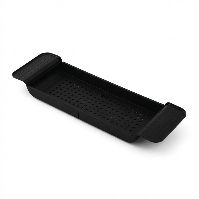 Extendable Bathtub Tray – Retractable Bath Shelf & Towel Holder (White/Black)