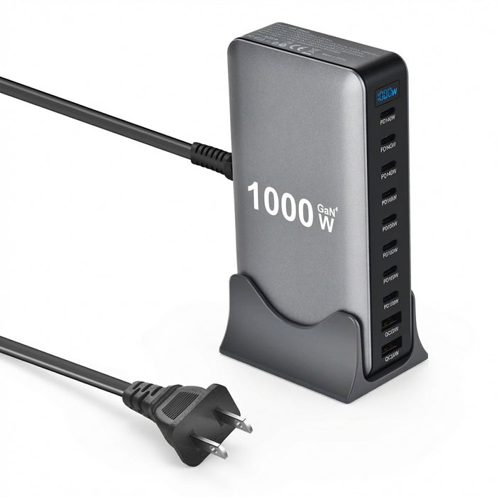 1000W GaN 10‑Port PD3.1 Fast Charging Station — Up to 140W USB‑C (for iPhone, Samsung, Xiaomi, Huawei)