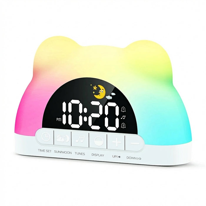 Bear-Shaped Sunrise Alarm Clock — Digital Wake-Up Light & Night Lamp