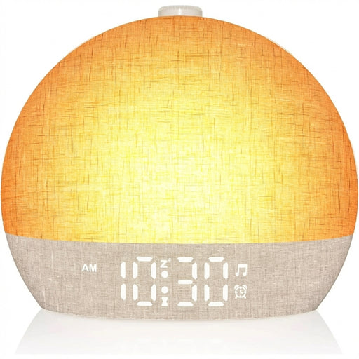 Wake-Up Sunrise Alarm Clock — 30 White-Noise Sounds, Dimmable RGB Night Light