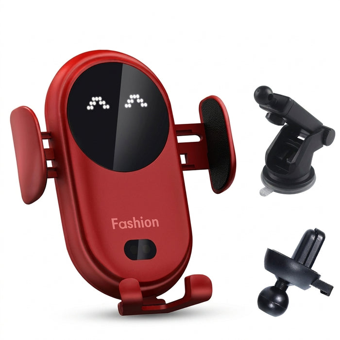 Car Wireless Charger & Phone Holder — Auto Infrared Clamps, 5–30W Fast Charge, 360° Rotate
