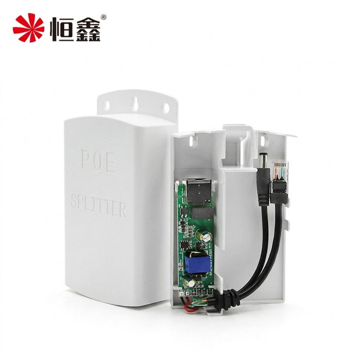Waterproof Outdoor PoE Splitter 10/100Mbps — 48V to 12V (1.2A or 4A)