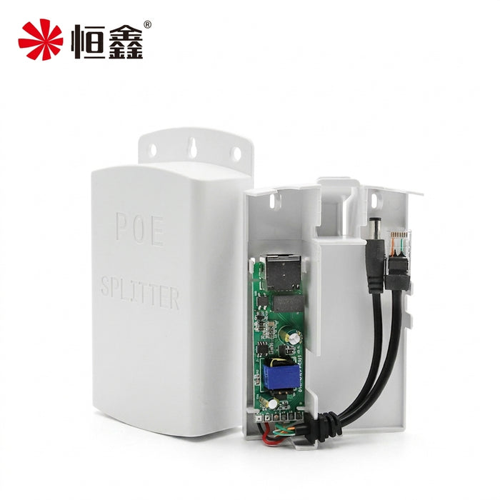 Waterproof Outdoor PoE Splitter 10/100Mbps — 48V to 12V (1.2A or 4A)