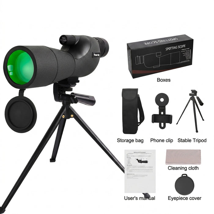25–75x60 Spotting Scope — 60mm FMC, BAK4 Prism, Waterproof with Tripod & Phone Adapter