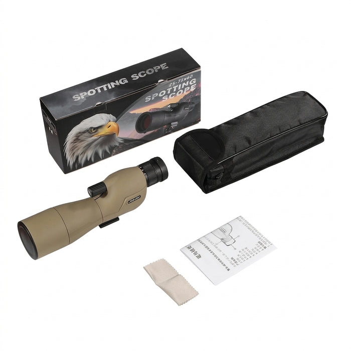 25–75x60 Spotting Scope — 60mm FMC, BAK4 Prism, Nitrogen-Filled with Tripod & Smartphone Adapter