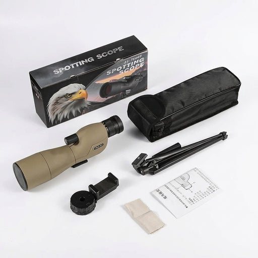 25–75x60 Spotting Scope — FMC BAK4 Optics, IPX6 Waterproof, Tripod & Phone Adapter