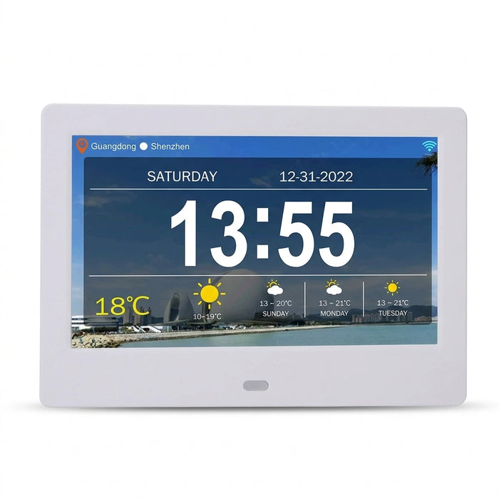 7/10.1-inch Wi‑Fi Calendar Photo Frame — Dementia Clock with Weather & Reminders