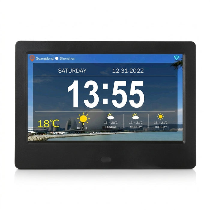 7/10.1-inch Wi‑Fi Calendar Photo Frame — Dementia Clock with Weather & Reminders