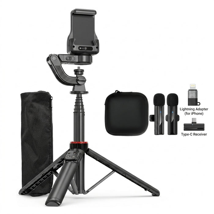 C22 AI Face-Tracking Handheld Gimbal Stabiliser — 3‑in‑1 Selfie Stick & Tripod for Smartphones