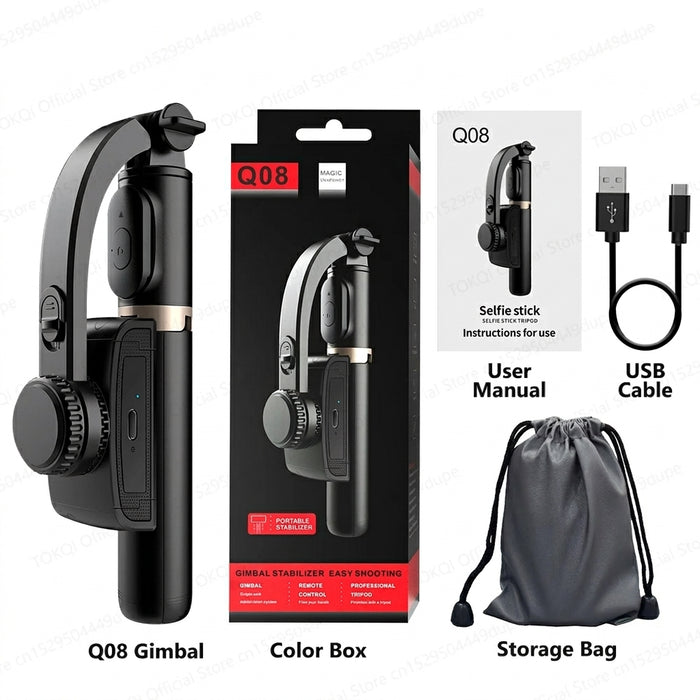 Q08 Handheld Gimbal Stabiliser & Selfie Stick with Bluetooth Remote for Smartphones