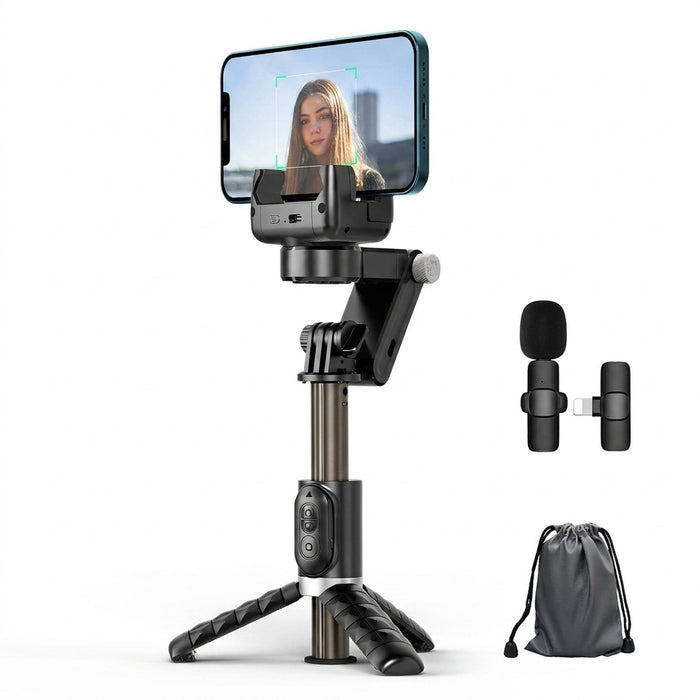 Q18 360° Follow-Tracking Gimbal — Selfie Stick Tripod with Fill Light for iPhone & Smartphones