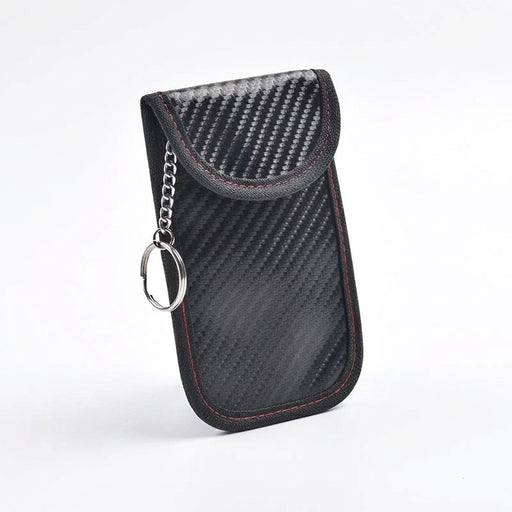 RFID Blocking Car Key Pouch – Carbon Fibre Faraday Fob Case (Black)
