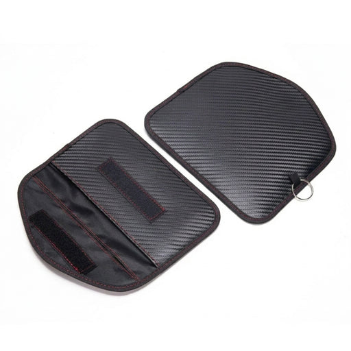 Universal Car Key Signal Blocking Pouch — RFID Faraday Case, Carbon Fiber, 20 × 10 cm