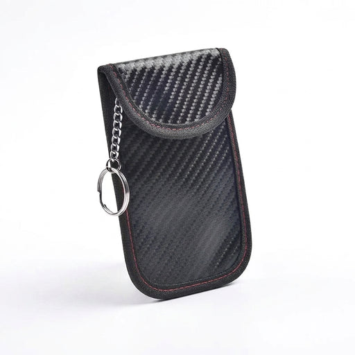 Car Key Signal Blocking Pouch Carbon Fibre RFID Faraday Case — Black