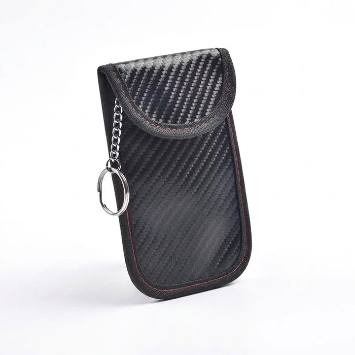 Car Key Signal Blocking Pouch Carbon Fibre RFID Faraday Case — Black