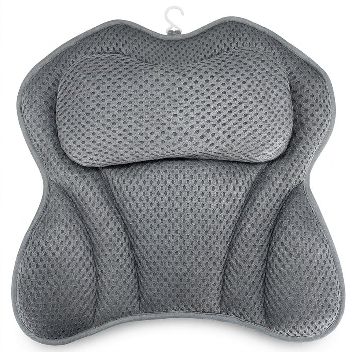 Breathable 3D Mesh Bath Pillow — Neck & Back Support with 6 Suction Cups