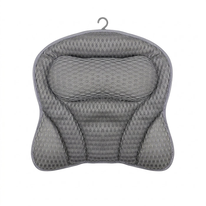 Luxury Bath Pillow with 3D Air Mesh & Secure Suction — Neck and Back Support, Machine Washable