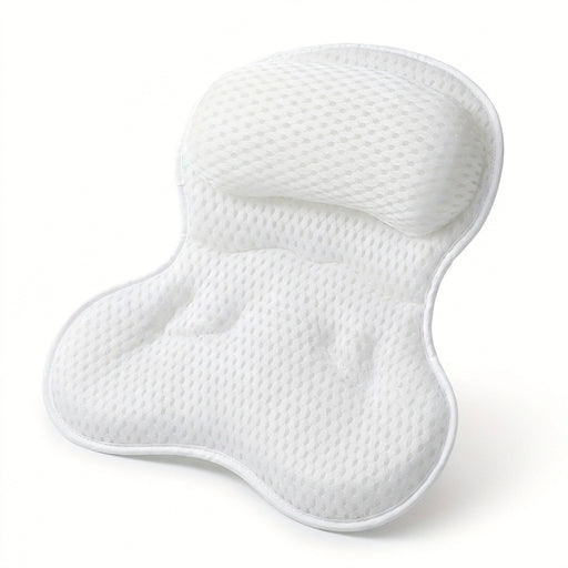 Luxury Bath Pillow with 3D Air Mesh & Secure Suction — Neck and Back Support, Machine Washable