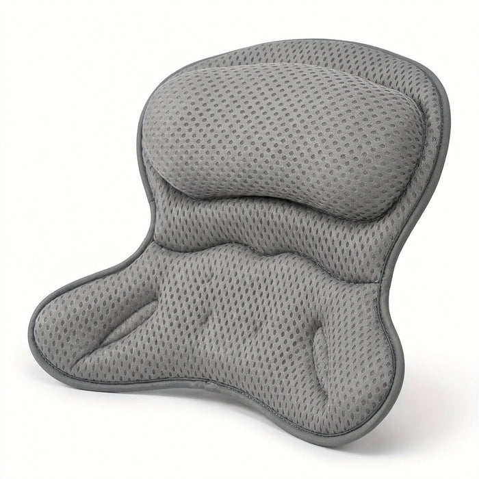 Luxury Bath Pillow with 3D Air Mesh & Secure Suction — Neck and Back Support, Machine Washable