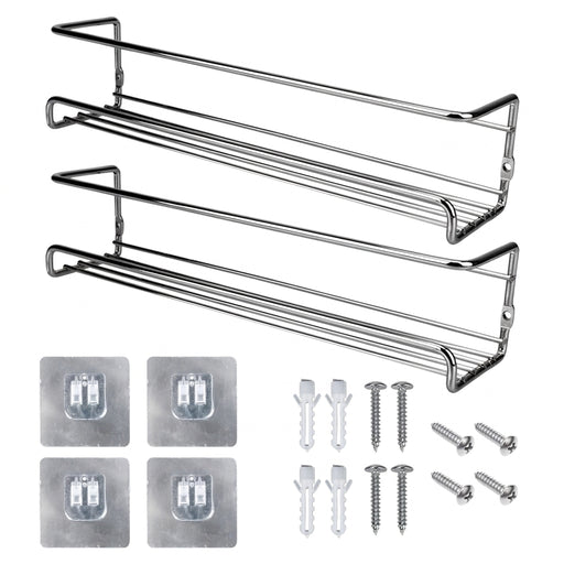 Metal Kitchen Hanging Racks 2-Pack — Wall-Mounted Single-Layer Spice Shelves