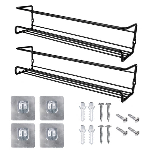 Metal Kitchen Hanging Racks 2-Pack — Wall-Mounted Single-Layer Spice Shelves
