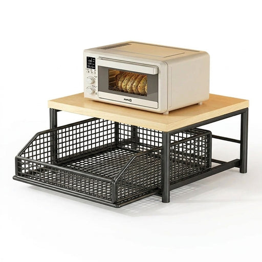 2026 Kitchen Countertop Organiser Rack — Pull-Out Shelf for Microwave, Coffee Machine & Printer