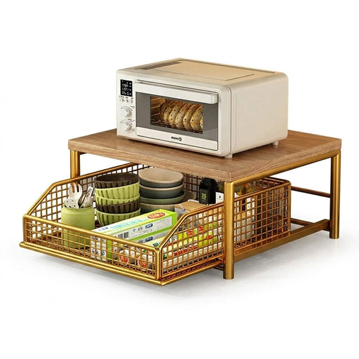 2026 Kitchen Countertop Organiser Rack — Pull-Out Shelf for Microwave, Coffee Machine & Printer
