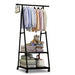 Floor-Mounted Folding Clothes Rack — Triangular Double-Rail Hanger