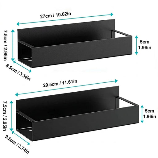 Magnetic Fridge Side Shelf Organiser for Spices — Black (2 pack)